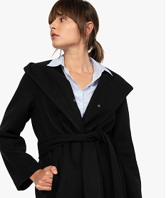 manteau femme avec grand col et capuche noir manteauxB596801_2