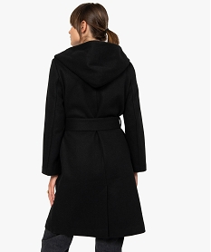 manteau femme avec grand col et capuche noir manteauxB596801_3