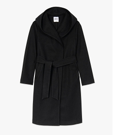manteau femme avec grand col et capuche noir manteauxB596801_4