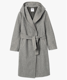 manteau femme avec grand col et capuche gris manteauxB597001_4