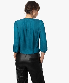 blouse femme boutonnee avec bas a nouer bleu blousesB597101_2