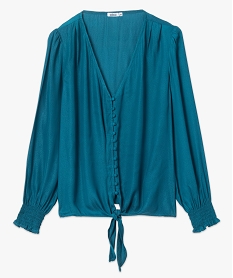 blouse femme boutonnee avec bas a nouer bleu blousesB597101_3