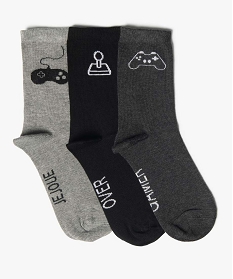 chaussettes garcon tige haute motif jeu video (lot de 3) grisB597601_1