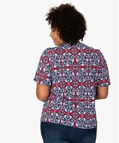 tee-shirt femme grande taille a motifs fleuris et col v smocke imprime t-shirts col vB602501_3