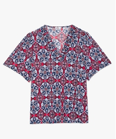 tee-shirt femme a motifs fleuris et col v smocke brun t-shirts manches courtesB602501_4