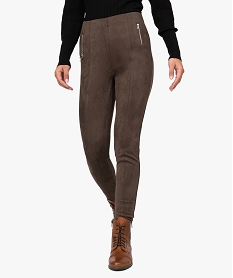 pantalon femme en velours coupe ajustee brun leggings et jeggingsB604601_1