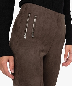 pantalon femme en velours coupe ajustee brunB604601_2