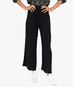 pantalon femme large et fluide avec ceinture tressee noir pantalonsB605501_1
