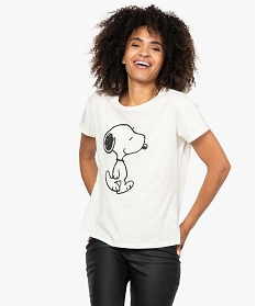 tee-shirt femme oversize a motif snoopy - peanuts beige t-shirts manches courtesB606601_1
