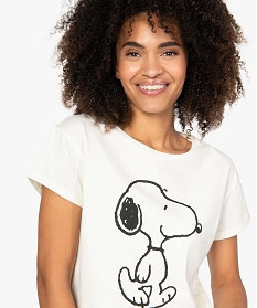tee-shirt femme oversize a motif snoopy - peanuts beige t-shirts manches courtesB606601_2