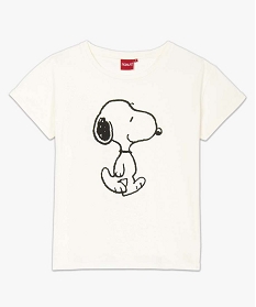 tee-shirt femme oversize a motif snoopy - peanuts beige t-shirts manches courtesB606601_4