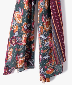 foulard femme rectangulaire a motif fleuri multicoloreB608201_2
