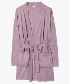 veste dinterieur femme en maille duveteuse avec ceinture a nouer violet pyjamas ensembles vestesB611901_4