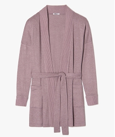 veste dinterieur femme grande taille en maille douce avec ceinture a nouer violet pyjamas ensembles vestesB612001_1