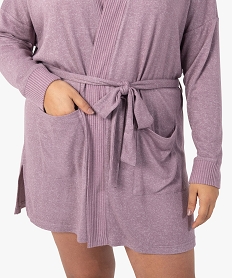 veste dinterieur femme grande taille en maille douce avec ceinture a nouer violet pyjamas ensembles vestesB612001_2