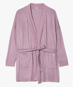 veste dinterieur femme grande taille en maille douce avec ceinture a nouer violet pyjamas ensembles vestesB612001_4