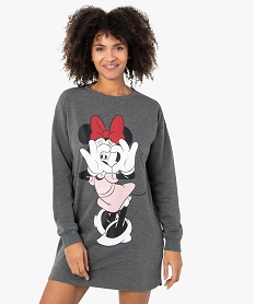 GEMO Chemise de nuit femme molletonnée avec motif Minnie - Disney Gris