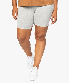 short femme grande taille en maille a taille elastiquee gris shortsB614301_1