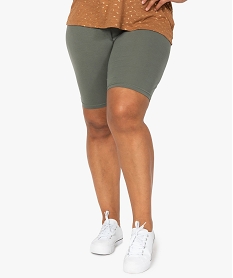 GEMO Short femme grande taille en maille à taille élastiquée Vert