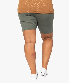 short femme grande taille en maille a taille elastiquee vert shortsB614501_3