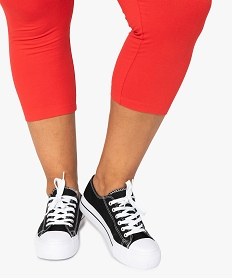 pantacourt femme grande taille en maille unie et taille elastiquee rouge pantalonsB615301_2
