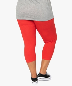 pantacourt femme grande taille en maille unie et taille elastiquee rouge pantalonsB615301_3