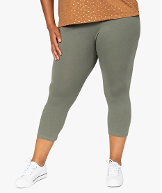 pantacourt femme grande taille en maille unie et taille elastiquee vert pantalonsB615401_1