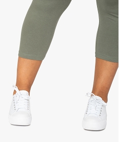 pantacourt femme grande taille en maille unie et taille elastiquee vert pantalonsB615401_2