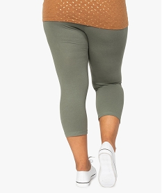 pantacourt femme grande taille en maille unie et taille elastiquee vert pantalonsB615401_3