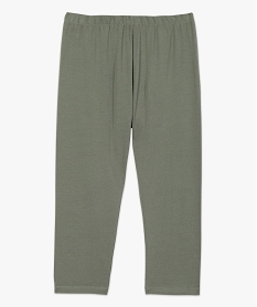 pantacourt femme grande taille en maille unie et taille elastiquee vert leggings et jeggingsB615401_4