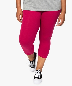 pantacourt femme grande taille en maille unie et taille elastiquee rose leggings et jeggingsB615501_1