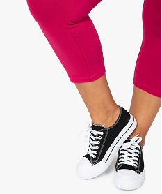 pantacourt femme grande taille en maille unie et taille elastiquee rose leggings et jeggingsB615501_2