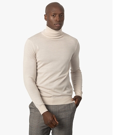 pull homme a col roule 100 laine merinos beige pullsB618901_1