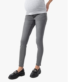 GEMO Jean de grossesse slim 4 poches avec bandeau jersey Gris