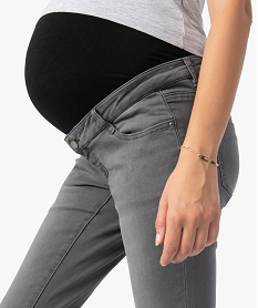 jean de grossesse slim 4 poches avec bandeau jersey grisB620201_2