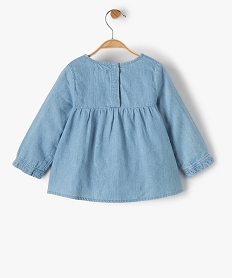 blouse bebe fille en chambray avec motifs brodes bleuB620601_3
