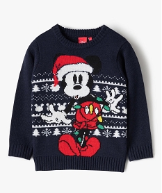 GEMO Pull de Noël garçon avec motif Mickey - Disney Bleu