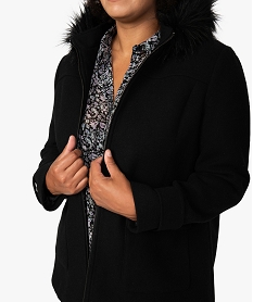 manteau femme grande taille court a capuche fantaisie noir vestes et manteauxB749501_2