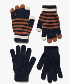 gants garcon en maille fine (lot de 2 paires) brun foulards echarpes et gantsB750101_1