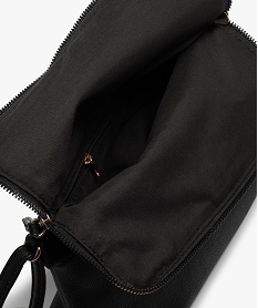 sac femme avec rabat zippe en matiere texturee noir sacs bandouliereB751501_4