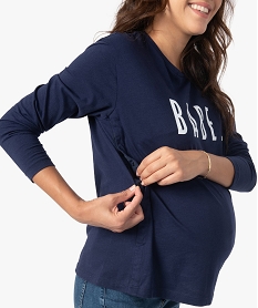 tee-shirt de grossesse et dallaitement a manches longues et inscription bleuB752101_2