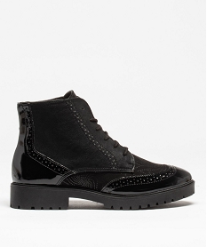 boots femme unies dessus verni et bout golf perfore noir bottines et bootsB753201_1