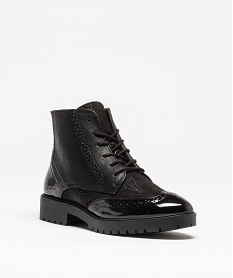 boots femme unies dessus verni et bout golf perfore noir bottines et bootsB753201_2