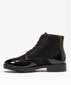 boots femme unies dessus verni et bout golf perfore noir bottines et bootsB753201_3