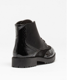 boots femme unies dessus verni et bout golf perfore noir bottines et bootsB753201_4