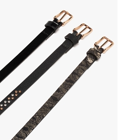 ceinture femme fine coloris assortis (lot de 3) noir autres accessoiresB759101_2