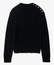 pull femme en maille peluche a col montant noir pullsB764801_4