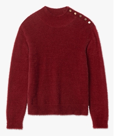 pull femme en maille peluche a col montant rouge pullsB764901_4