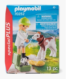 GEMO Jouet enfant vétérinaire et veau - Playmobil (13 pièces) Blanc