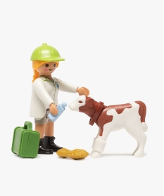 jouet enfant veterinaire et veau - playmobil (13 pieces) blancB768101_2